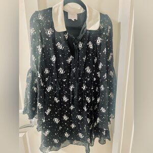 Cinq à Sept Black and White Floral Dress